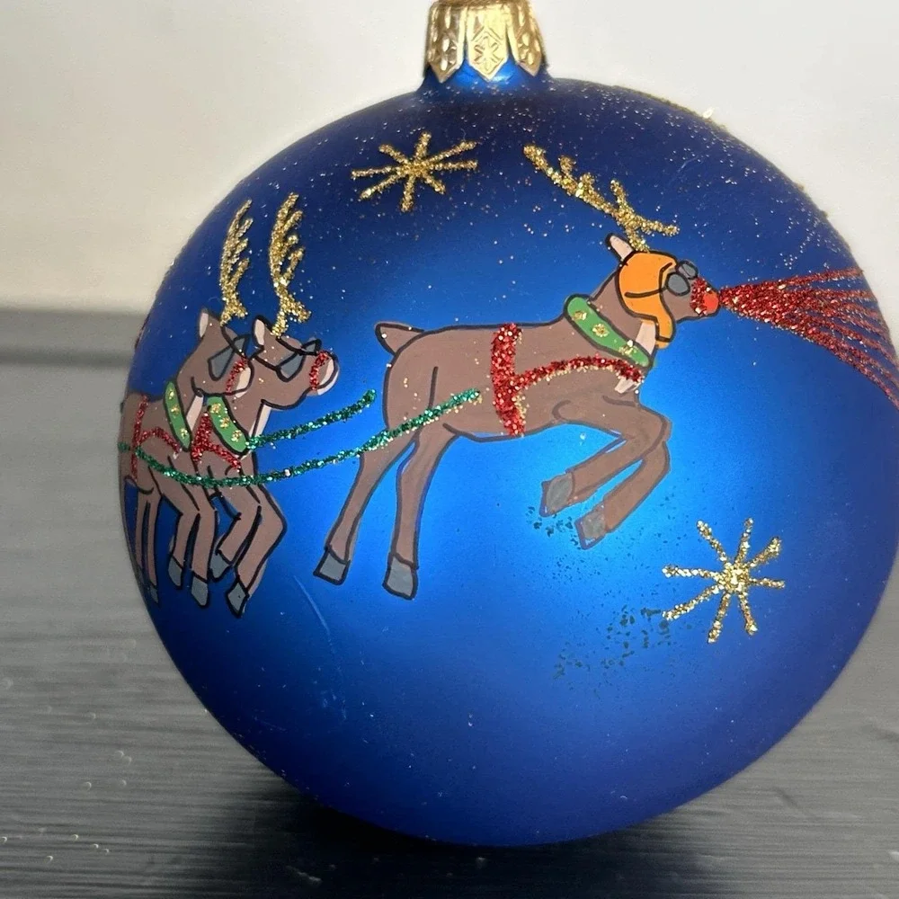 VTG Tori Richard Santa Joy Ride Ornament Christmas Holiday Boxed Handmade 3.5 In